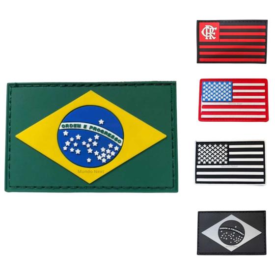 Imagem de Bandeira Do Brasil Emborrachada 3d Patch Com tiras autocolantes