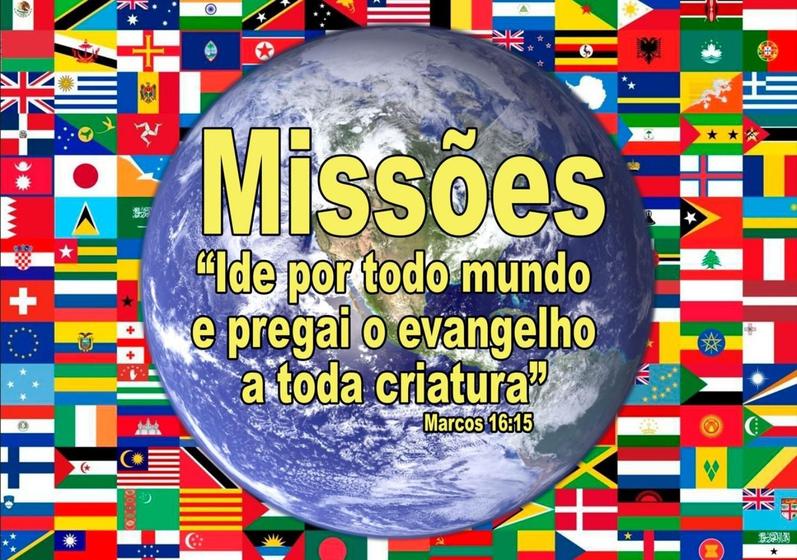 Imagem de Bandeira Evangélica Missões Mundo Estampada Uma face 90x128cm - Cód. 075655