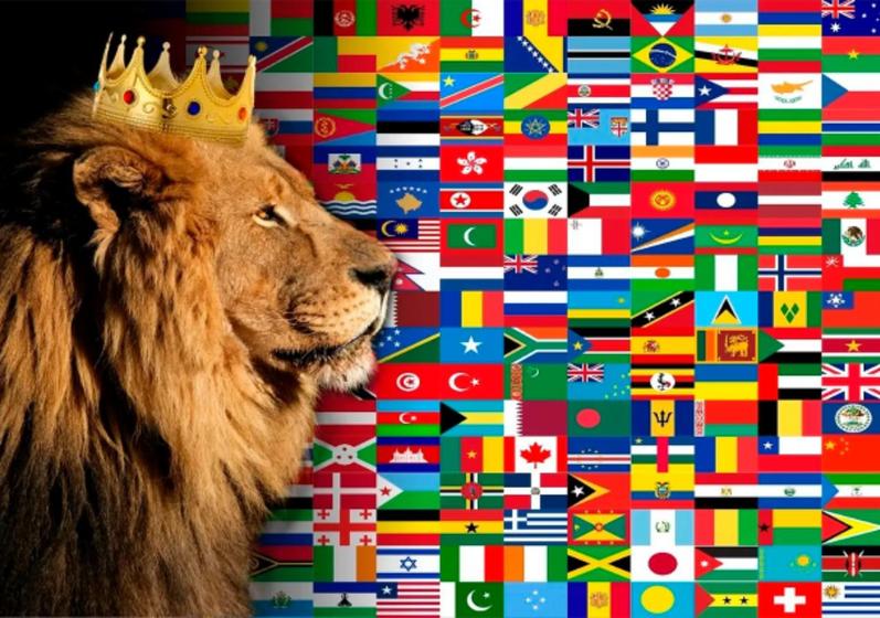 Imagem de Bandeira Evangélica Nações Leão de Judá estampada 01 Uma face 0,70x1,00m