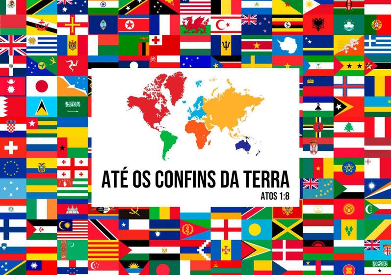 Imagem de Bandeira Evangélica Nações Missões Países Uma face 0,70x1,00m