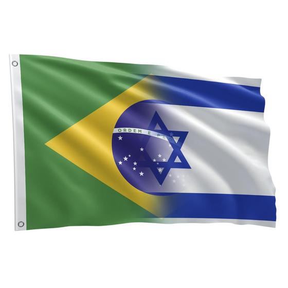 Imagem de Bandeira Israel e Brasil Grande 1,50 X 0,90 M