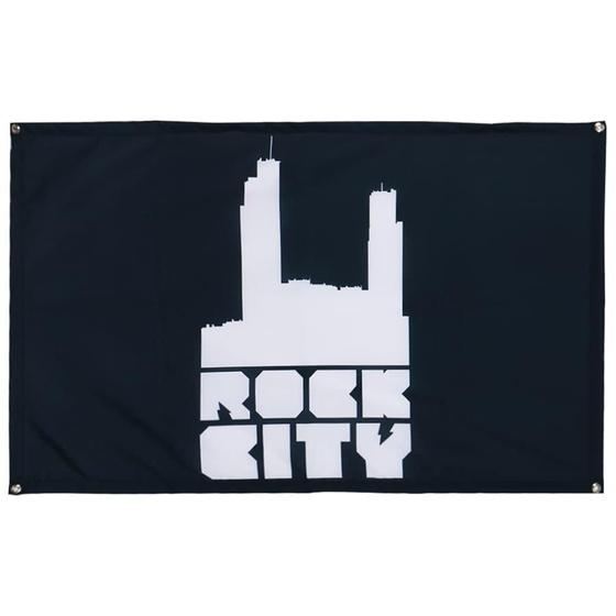 Bandeira Rock City Logo Preto/Branco Bandeiras Magazine Luiza