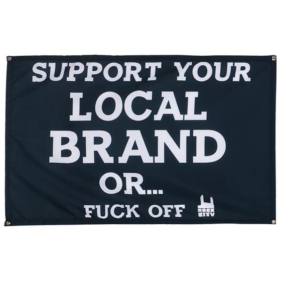 Imagem de Bandeira Rock City Support Your Local Brand Or Preto/Branco