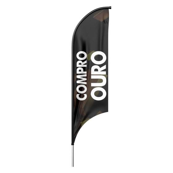 Imagem de Bandeira Wind Banner Compro Ouro Dupla Face Haste Tamanho