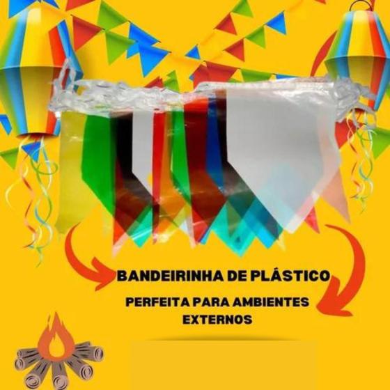 Imagem de Bandeirinhas Festa Junina Plásticas 10M decoração festa junina bandeirolas