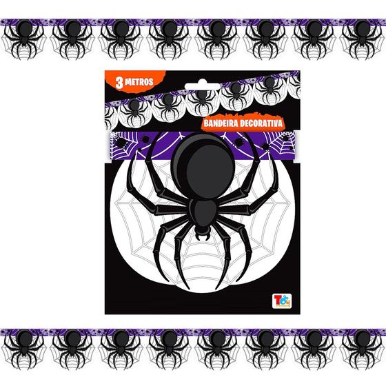 Imagem de Bandeirinhas Halloween Dia das Bruxas Enfeite de Pendurar com Aranha 6 Metros