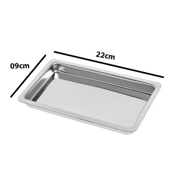 Imagem de Bandeja 22x09x1,5cm Em Aço Inox para acondicionamento de Instrumentais, Medicação e Resíduos