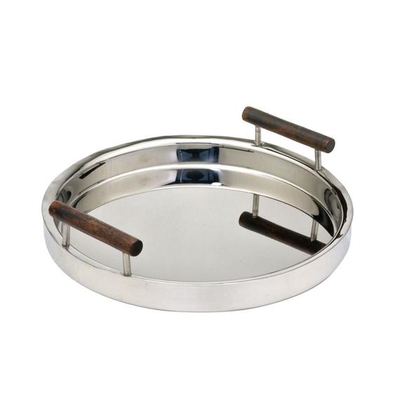 Imagem de Bandeja Aço Inox com alça prata 32cm Espressione