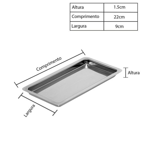 Imagem de Bandeja Aço Inox Retangular P/ Estética, Odonto, Vet. Médico resistente autoclavável