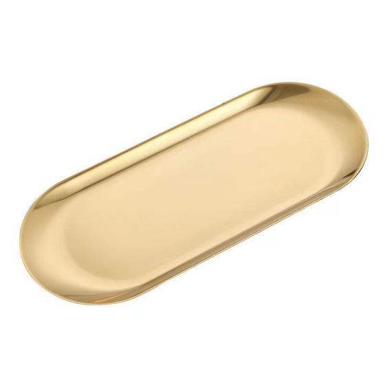 Imagem de Bandeja Aco Inoxidavel Luxo Alimentos Dourado 23x9.5cm T-B