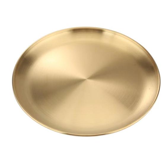 Imagem de Bandeja Aco Inoxidavel Luxo Alimentos Dourado Redondo 20cm R-M