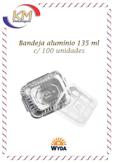 Imagem de Bandeja alumínio retangular c/tampa PET 135ml c/100 unid. - Wyda- embalagem alimento (15914)