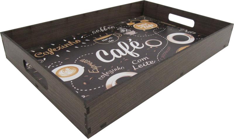 Imagem de Bandeja Café Da Manhã Decoração Café Com Leite 30x20x4 cm Mdf