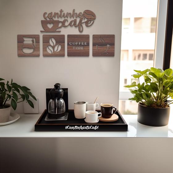 Imagem de Bandeja café da manha e Placas decorativas cantinho do café