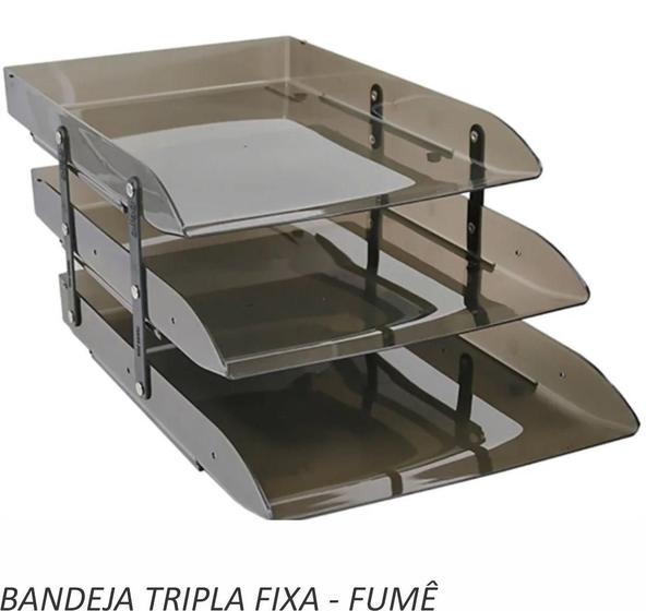 Bandeja caixa documentos folha a4 organizador tripla mv fume Menor preço em Bandeja caixa documentos folha a4 organizador tripla mv fume