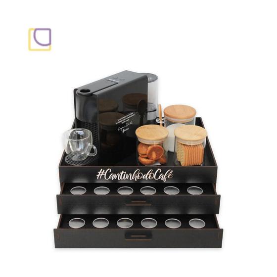 Imagem de Bandeja com 2 Gavetas Porta Cápsulas Café Nespresso Decorativa Preta