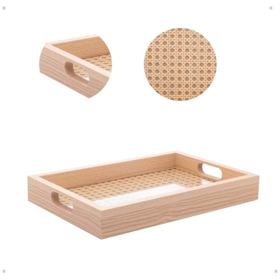 Imagem de Bandeja com alças bambu com fundo Palhinha/treliça 30cm  