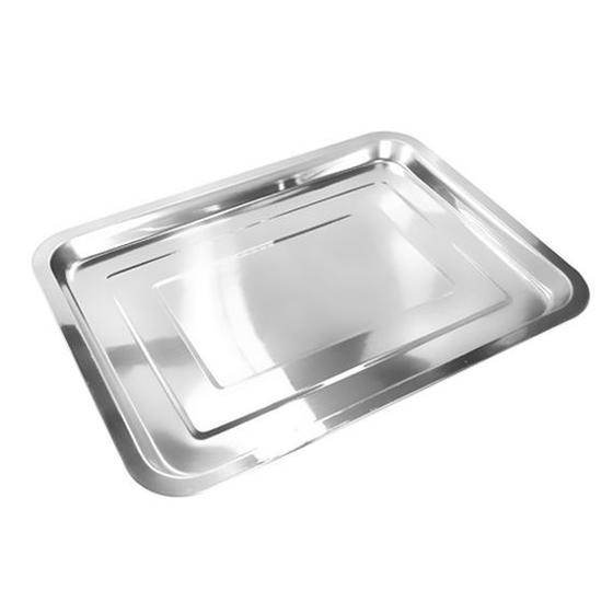 Imagem de Bandeja De Aço Inox Retangular Rasa Alta Qualidade 40x30