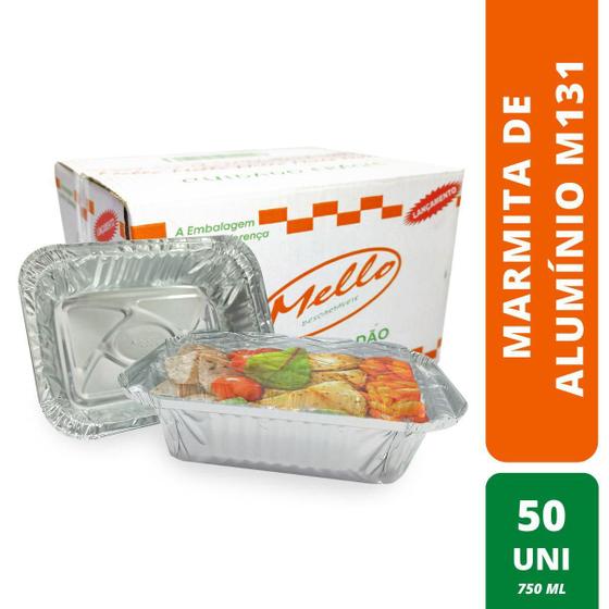 Imagem de Bandeja De Aluminio M131 750Ml Com Tampa Pet 50Un Mello