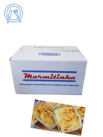 Imagem de Bandeja de Alumínio, Marmita, Marmitinha Marmitex Retangular Descartável C/ 100 Und 500ml 