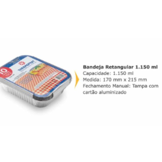 Imagem de Bandeja de Alumínio Marmitex 10 unidades C/Tampa - ThermoPrat - Escolha o Tamanho!