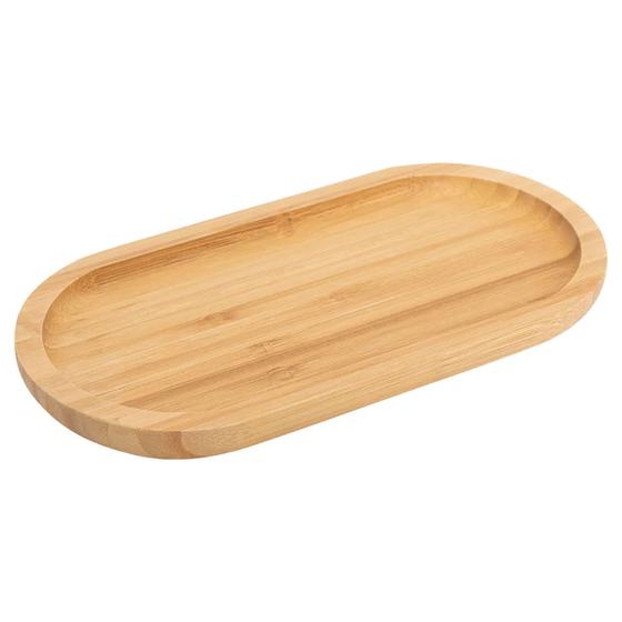 Imagem de Bandeja De Bambu Oval Multiuso Banheiro Petisqueira 24cm