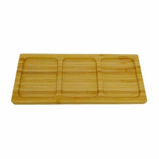 Imagem de Bandeja de Bambu Retangular 3 Divisórias 25x10,5cm