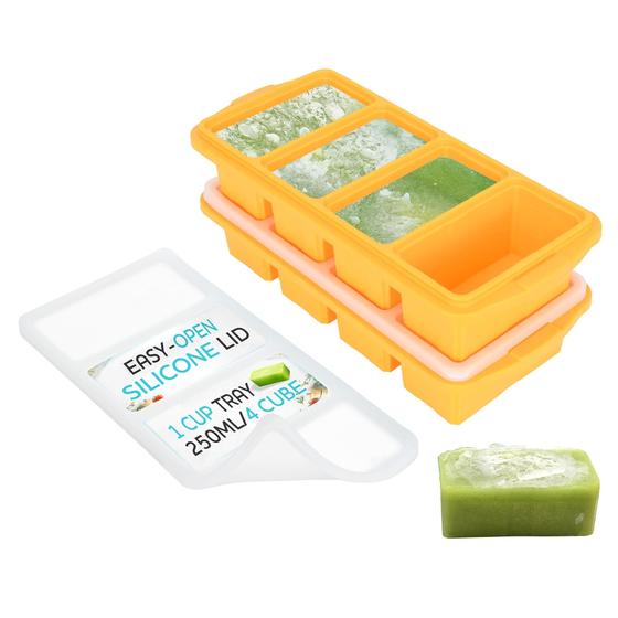 Imagem de Bandeja de Congelamento Xomoo de Silicone com Tampa - Pacote com 2 Unidades (8x250ml)