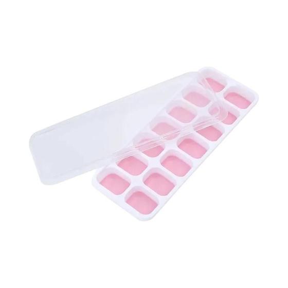 Imagem de Bandeja de Cubos de Gelo de Silicone com 14 Grades - Conjunto de 2 ou 4 Moldes Reutilizáveis
