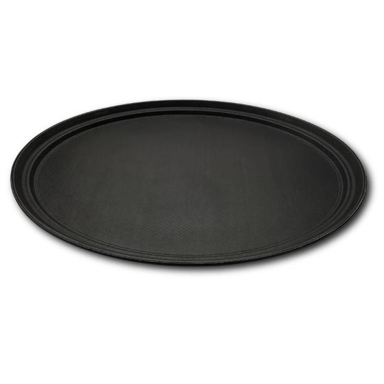 Imagem de Bandeja de Garçom Antiderrapante Preta Profissional Grande Oval 68x56 Weck