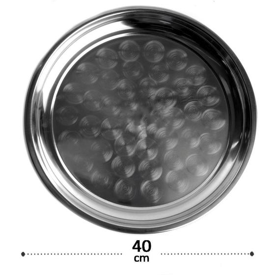 Imagem de Bandeja de inox redonda 40cm serve grandes porções utilidades prático