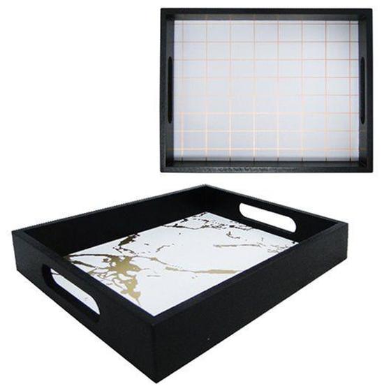 Imagem de Bandeja de madeira retangular com alca estampas sortidas 26x204,2cm - Fwb