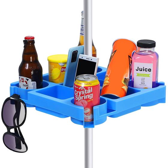 Imagem de Bandeja de mesa com guarda-chuva de praia Ulrilzl 13 Blue com 4 suportes para bebidas