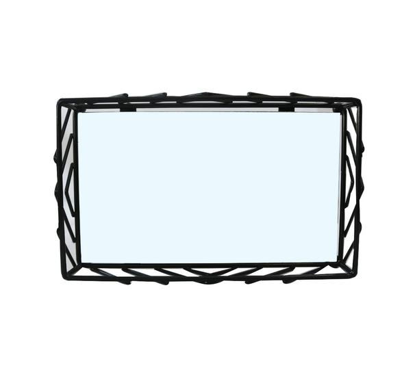 Imagem de Bandeja de metal espelhada retangular de vidro 4x12x20cm 