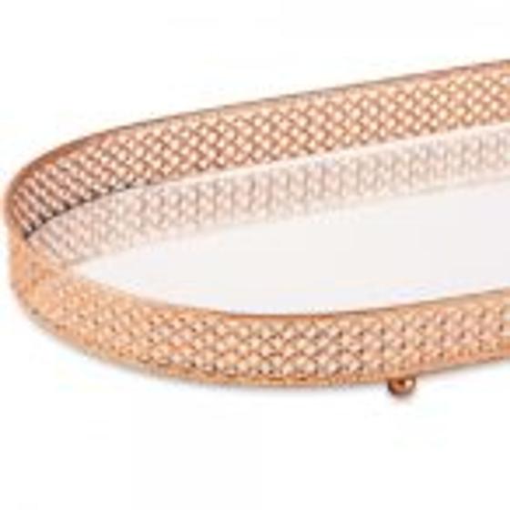 Imagem de Bandeja de Metal Rose Gold Oval  38  20 x 5 cm