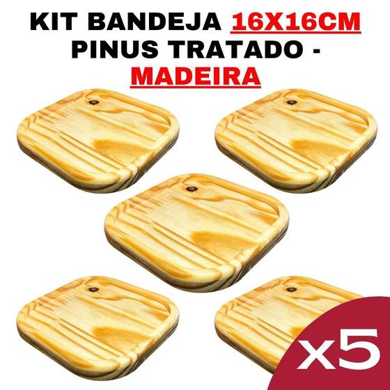 Imagem de Bandeja de Pinus 4 -LeG, descubra a sofisticação de um suporte de madeira multifuncional para adicionar elegância e organização ao seu espaço!