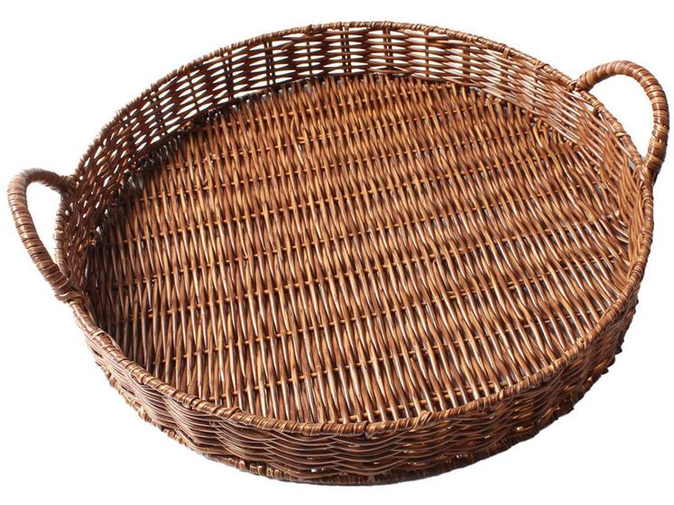 Imagem de Bandeja de Plástico para Servir Redonda Lyor - Rattan 5x35x37cm