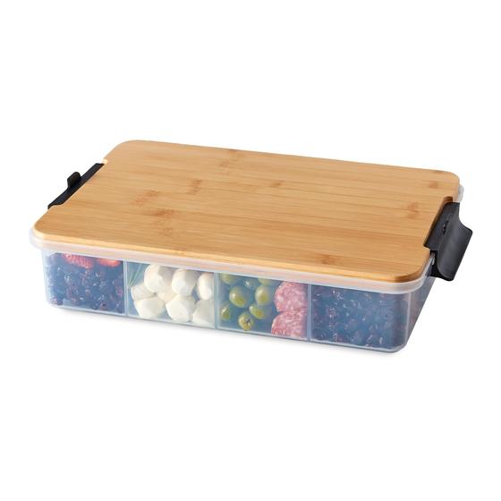 Imagem de Bandeja de Servir Snacklebox Farberware com Tampa de Tábua de Cortar de Bambu