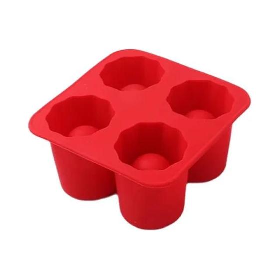 Imagem de Bandeja de Silicone para Molde de Gelo - 4 Cubos para Whisky, Cerveja e Coquetéis