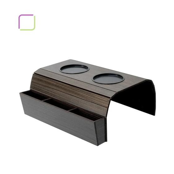 Imagem de Bandeja de sofá Porta controle E Copos Mdf 