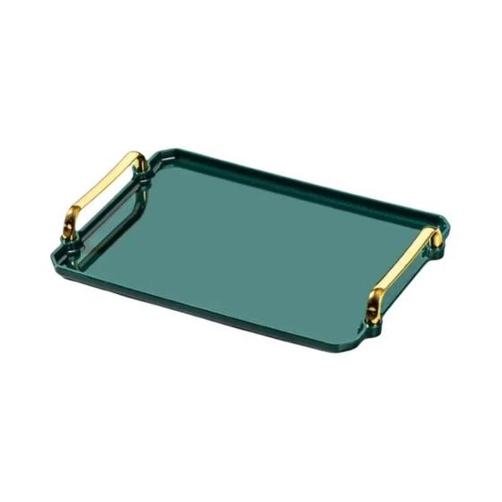 Bandeja decorativa acrílica retangular com alça, utensílios domésticos para chá Menor preço em Bandeja decorativa acrílica retangular com alça, utensílios domésticos para chá