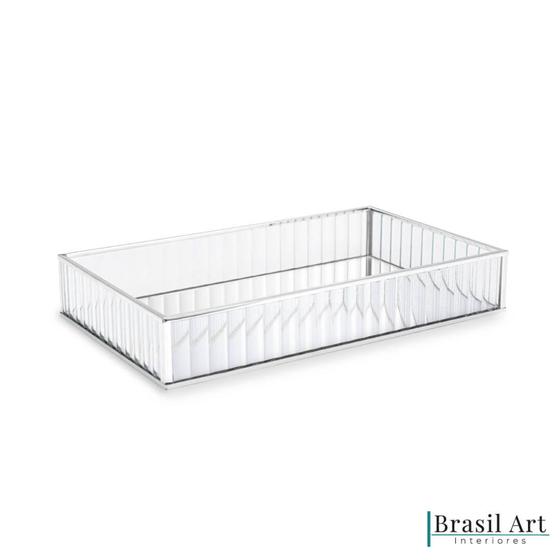 Imagem de Bandeja Decorativa Prata em Metal 20x30cm