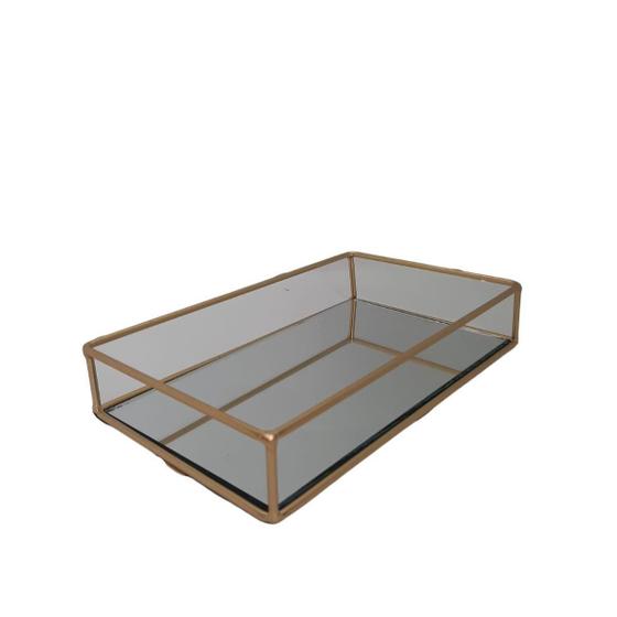 Imagem de Bandeja Espelhada De Mesa Dourada 20X12 Decorativa