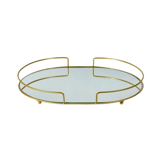 Imagem de Bandeja Espelhada Decorativa Laura 33,5x43cm Dourada para Decoração de Ambientes