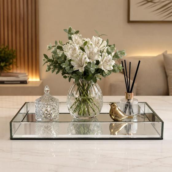 Bandeja Espelhada Decorativa Luxo  Organizador de Perfumes, Bebidas e Decoração para Casa