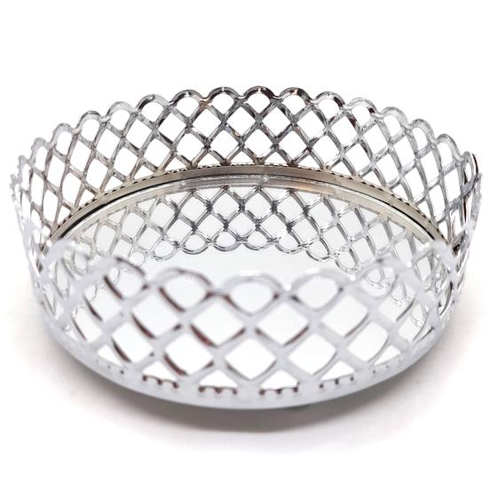 Imagem de Bandeja Espelhada Decorativa Prata Cozinha Lavabo Sala 12cm