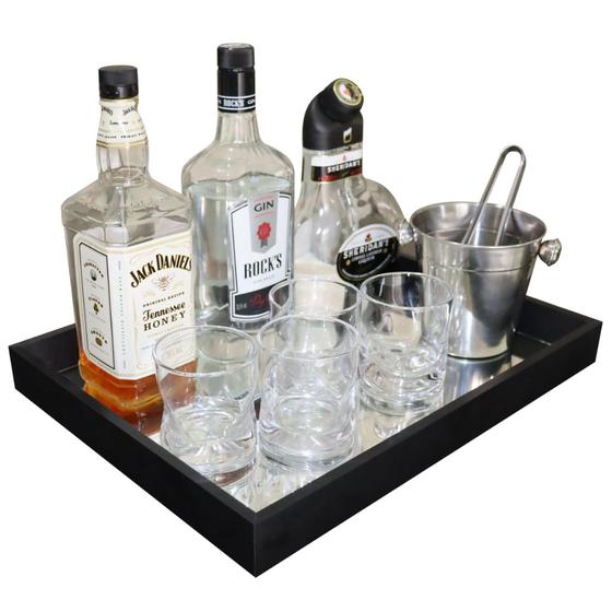 Imagem de Bandeja Espelhada Decorativa Retangular Café Bebidas 33x43cm Oferta