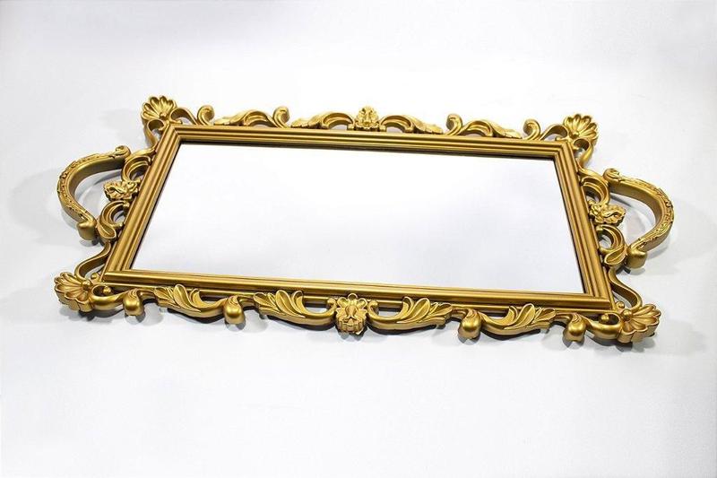 Imagem de Bandeja Espelho Dourado Plastico 50 Cm