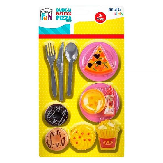 Imagem de Bandeja Fast Food Pizza Slice Creative Fun com Talheres BR1854 - Multikids