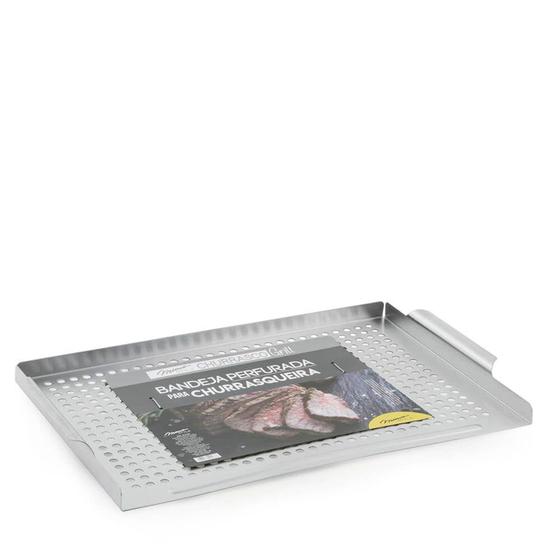 Imagem de Bandeja Grill Aço Inox para Churrasqueira 46X29CM - 34264 - Mimo style